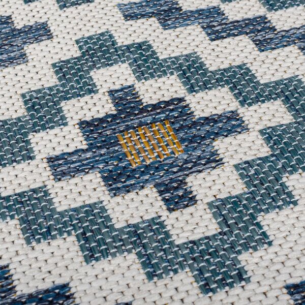 Žlto-modrý okrúhly vnútorný a vonkajší koberec ø 160 cm Zia Trellis – Flair Rugs