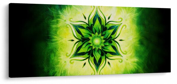 Obraz - Kvetinová mandala v zelenom pozadí (120x50 cm)