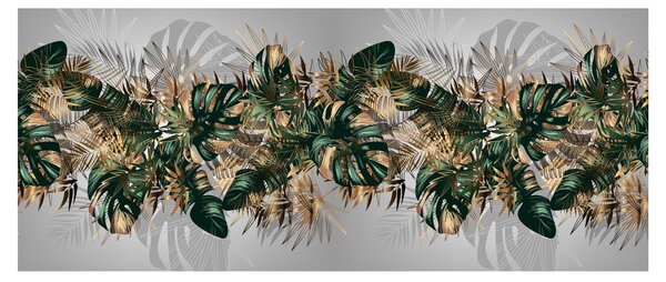 Obraz - Zlato-zelené tropické listy (120x50 cm)