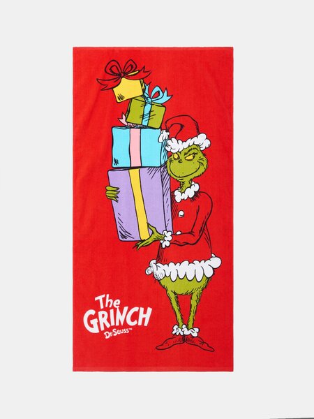 Sinsay - Detská bavlnená osuška s vianočnou potlačou Grinch - červená