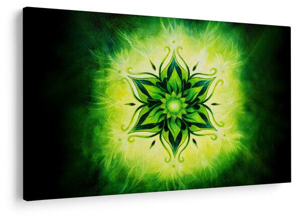 Obraz - Kvetinová mandala v zelenom pozadí (90x60 cm)
