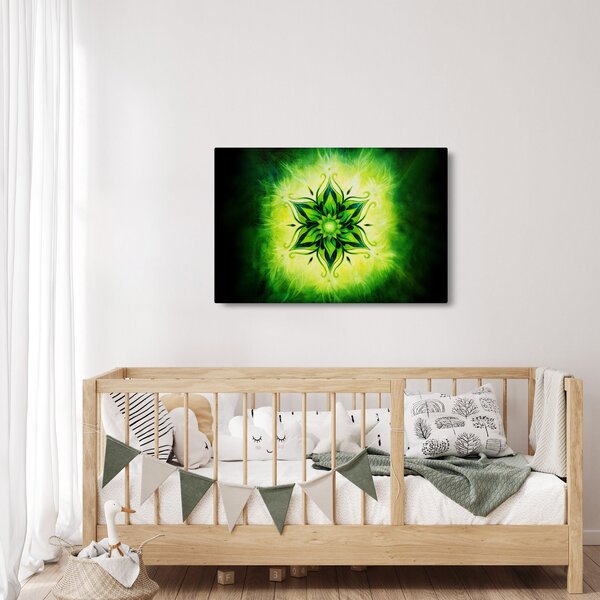 Obraz - Kvetinová mandala v zelenom pozadí (90x60 cm)