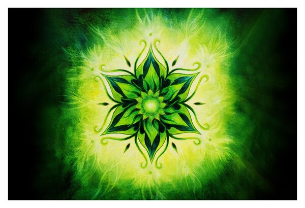 Obraz - Kvetinová mandala v zelenom pozadí (90x60 cm)