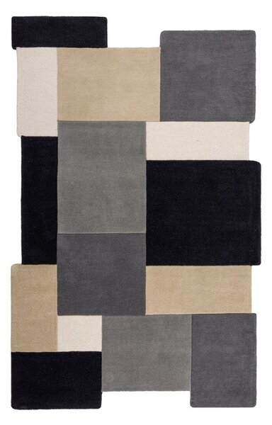 Čierno-sivý ručne tkaný vlnený koberec 150x240 cm Collage Monochrome – Flair Rugs
