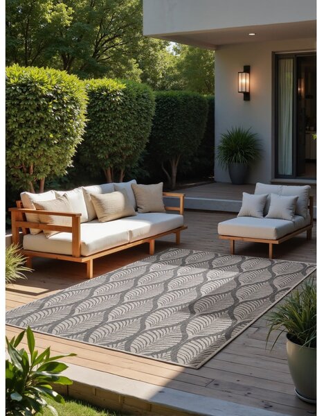 Vnútorný a vonkajší koberec v sivej a slonovinovej farbe 160x230 cm Duet Liora – NORTHRUGS