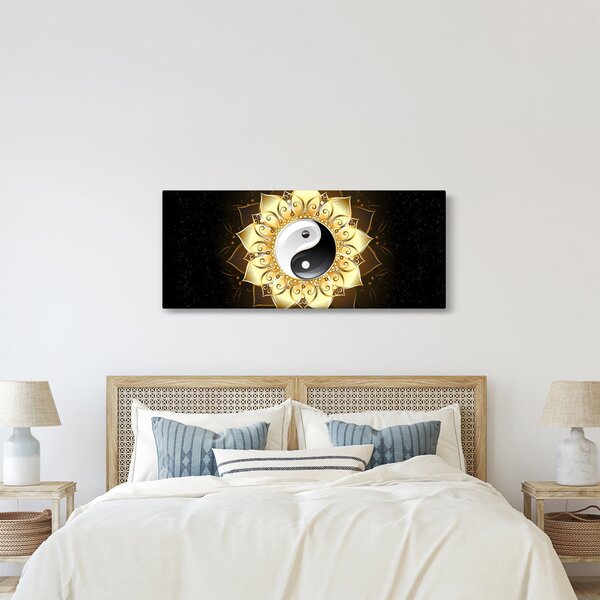 Obraz - Zlatý Yin-Yang (120x50 cm)