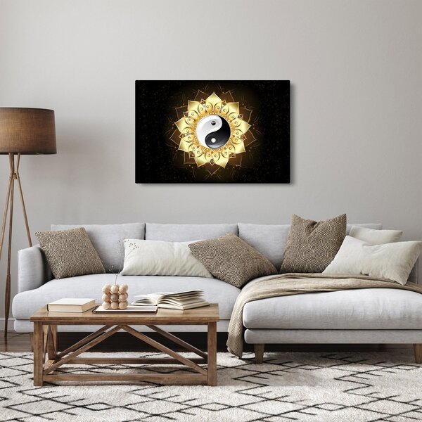 Obraz - Zlatý Yin-Yang (90x60 cm)