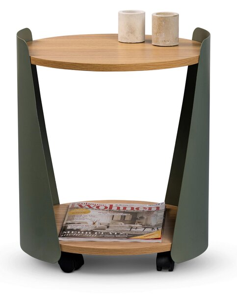KONFERENČNÝ STOLÍK, zelená, farba duba, kov, kompozitné drevo, 40/40/48 cm Xora - Stolíky do obývačky, Online Only