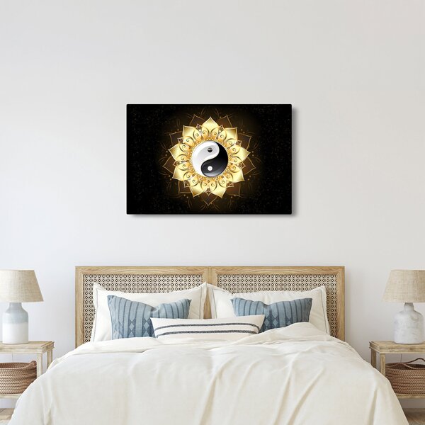 Obraz - Zlatý Yin-Yang (90x60 cm)