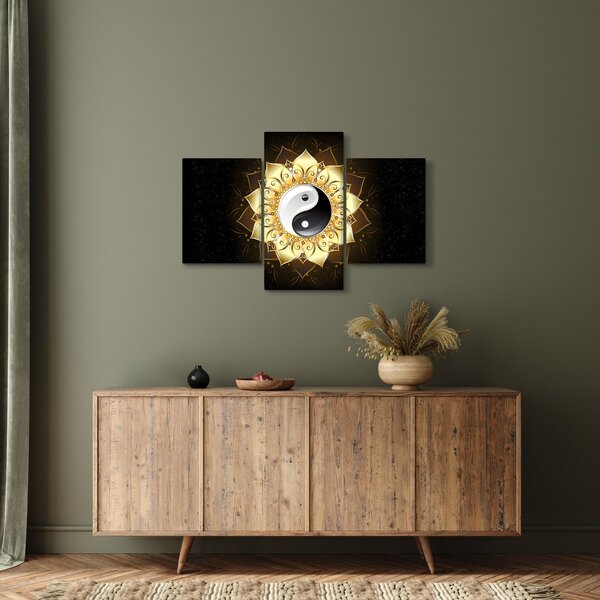 Obraz - Zlatý Yin-Yang (90x60 cm)