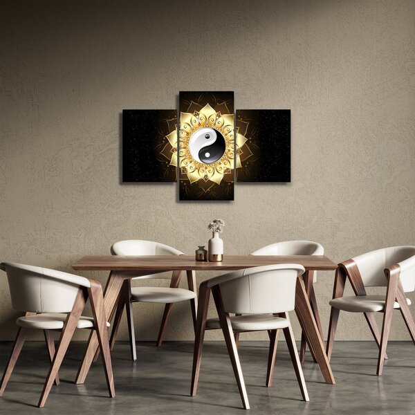 Obraz - Zlatý Yin-Yang (90x60 cm)