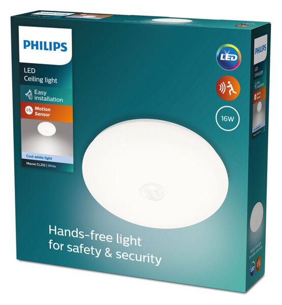 Philips 8719514431867 Mauve LED stropné svietidlo so senzorom PIR 16W/1900lm 4000K biela