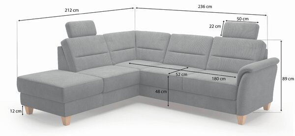 ROHOVÁ SEDAČKA, textil, strieborná Sit & More - Sedačky, Online Only