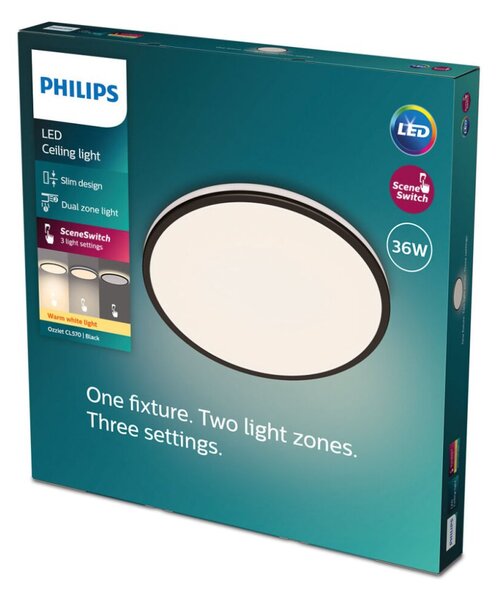 Philips 8719514432086 Ozziet stropné svietidlo LED 36W/3900lm 2700K čierna SceneSwitch