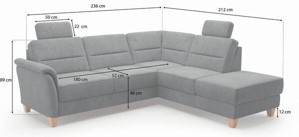 ROHOVÁ SEDAČKA, textil, sivá Sit & More - Sedačky, Online Only