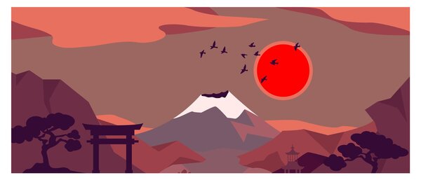 Obraz - Ilustrácie hory Fuji (120x50 cm)