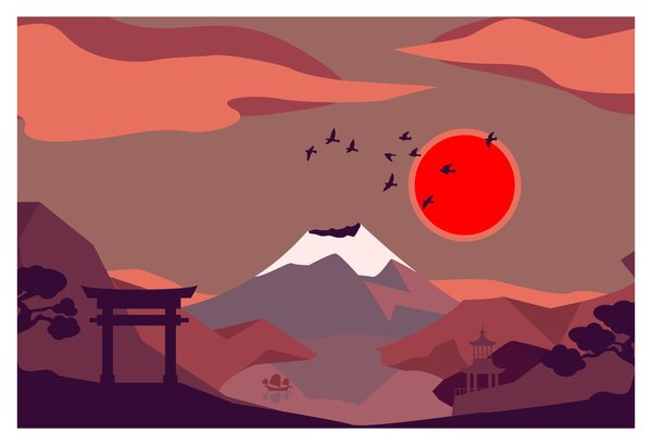 Obraz - Ilustrácie hory Fuji (90x60 cm)