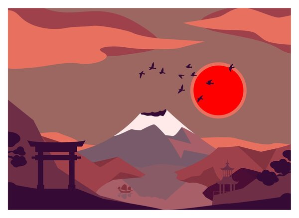 Obraz - Ilustrácie hory Fuji (70x50 cm)