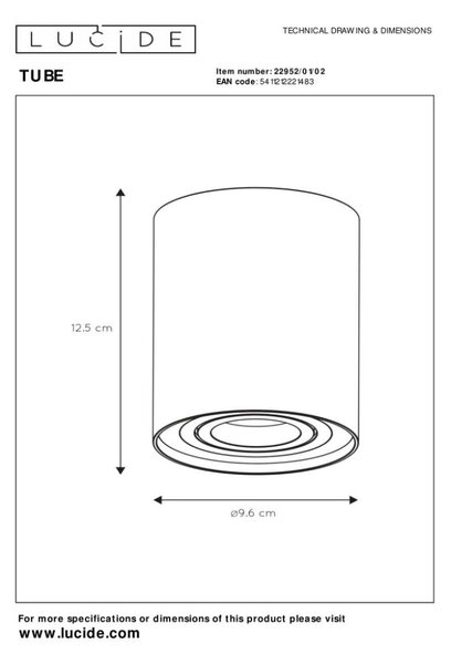 LUCIDE 22952/01/02 TUBE Stropné bodové svietidlo GU10 1x50W matná zlatá/mosadz