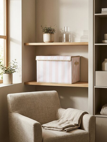 Sinsay - Skladací úložný box s pruhmi - béžová