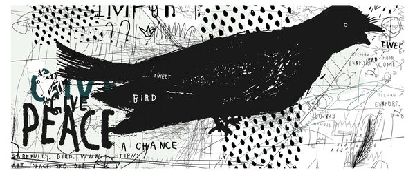 Obrázok - Street art - bird (120x50 cm)