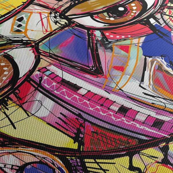 Obraz - Street art - sova (s hodinami) (90x30 cm)