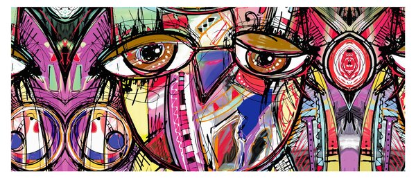 Obraz - Street art - sova (120x50 cm)