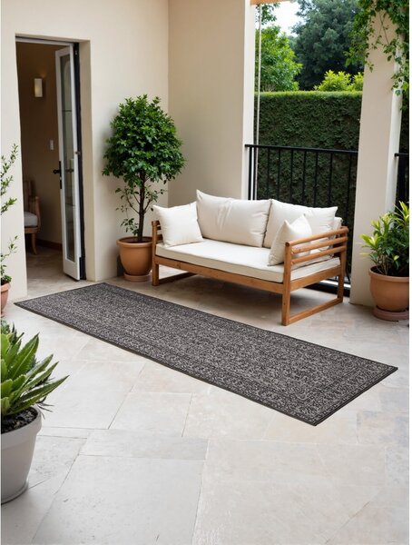 Čierno-biely vnútorný a vonkajší behúň 80x250 cm Duet Kona – NORTHRUGS