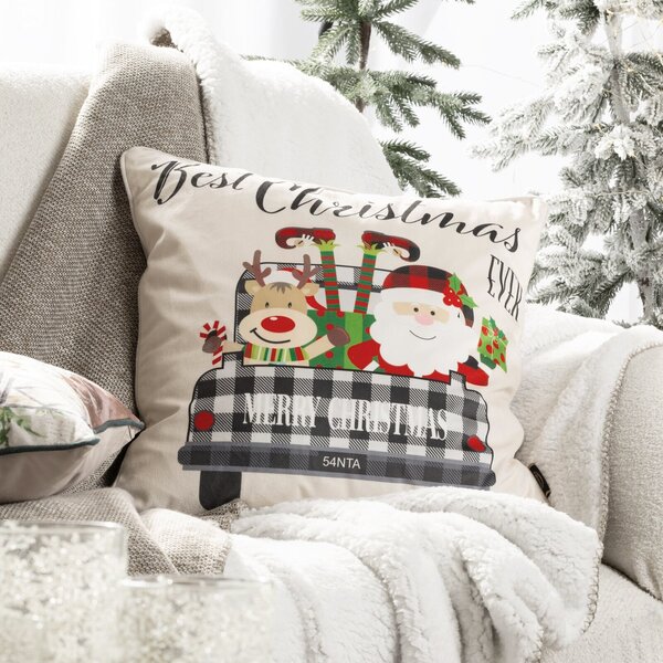 VIANOČNÁ DEKORAČNÁ OBLIEČKA NA VANKÚŠ SANTA7 45X45 CM VZOROVANÁ
