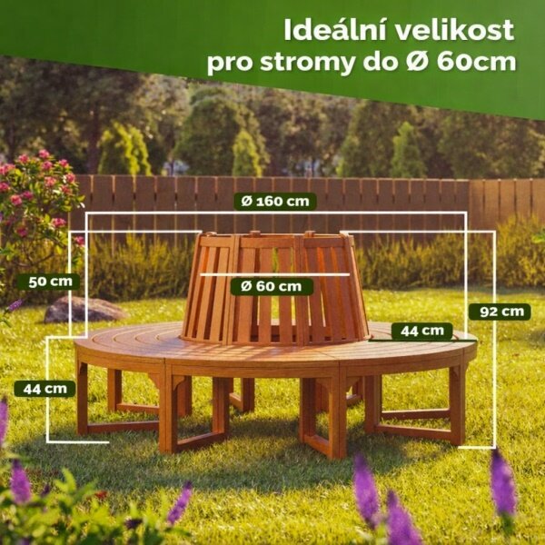 Záhradná lavička okolo stromu Ballu 160 cm - Eukalyptus