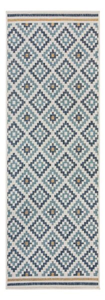 Žlto-modrý vnútorný a vonkajší koberec 80x230 cm Zia Trellis – Flair Rugs