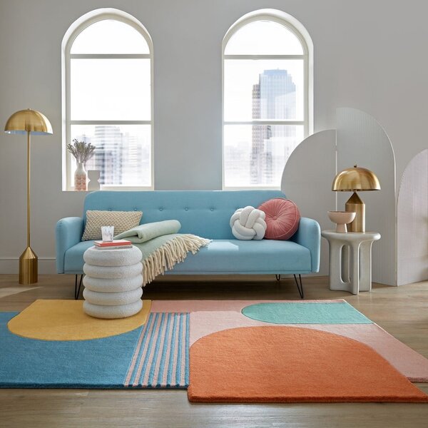 Modrý ručne tkaný vlnený koberec 120x180 cm Lozenge Bright Multi – Flair Rugs