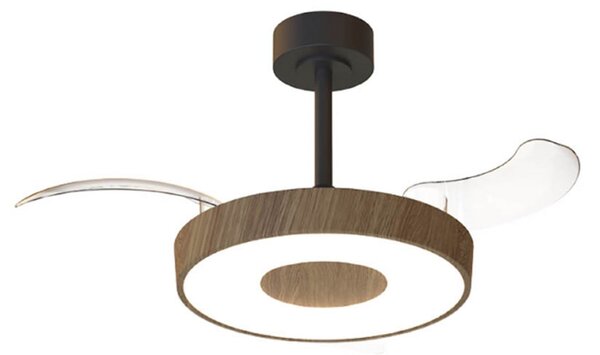 Inteligentný stropný ventilátor LED Coin Mini drevo/čierna – Mantra Mantra Iluminación, Coin Mini, stmievateľné, Drevo, Obývacia izba, Kov, Moderný