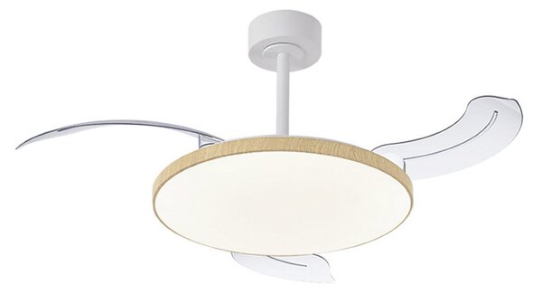 LED stropný ventilátor Slim Mini biely/drevený DC tichý – Mantra Mantra Iluminación, Slim Mini, stmievateľné, Biela, Obývacia izba, Kov, Moderný
