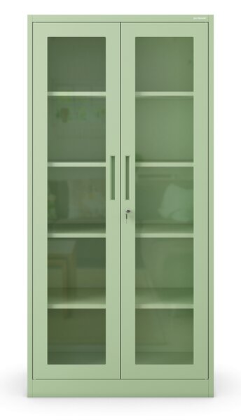 Zdravotnícka vitrína so sklenenými dverami, pastelovo zelená, 900x1850x400 mm: AMELIA Fresh Style