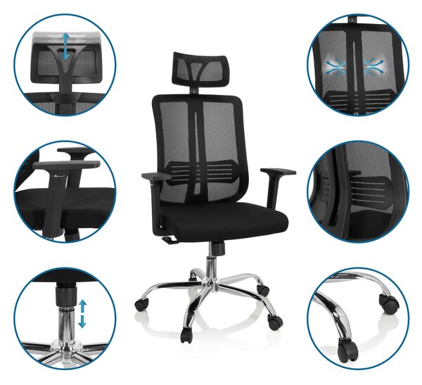 OTOČNÁ STOLIČKA, sieťovina, plochá tkanina, čierna MID.YOU - Online Only kancelárie, Online Only