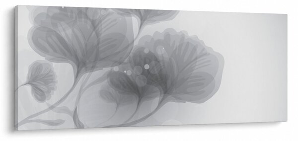 Obraz kvetov v šedých odtieňoch (120x50 cm)