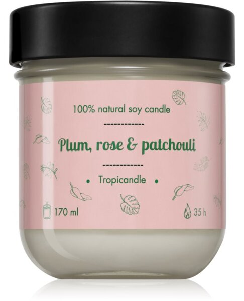 Tropicandle Plum, Rose & Patchouli vonná sviečka 170 ml