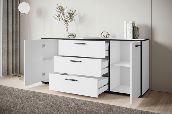 ŠIROKÁ KOMODA, grafitová, biela, 150/68/40 cm P & B - Online Only drobný nábytok, Online Only