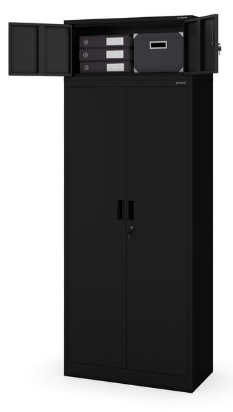 Kovová kancelárska skriňa so 4 policami, čierna, 1750x800x400 mm: JAN Compact