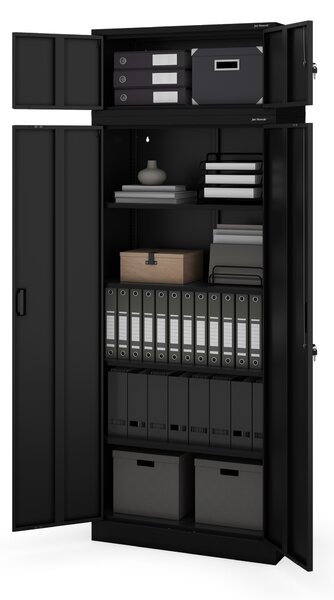 Kovová kancelárska skriňa so 4 policami, čierna, 1750x800x400 mm: JAN Compact