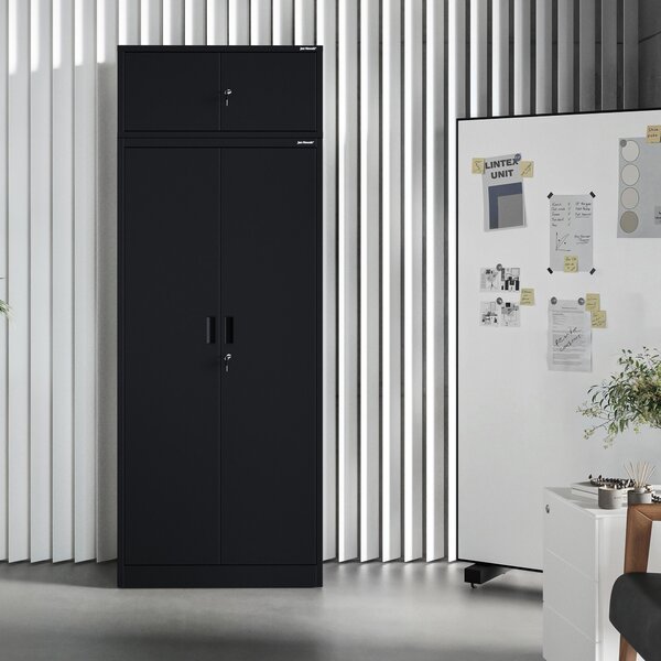 Kovová kancelárska skriňa so 4 policami, čierna, 1750x800x400 mm: JAN Compact