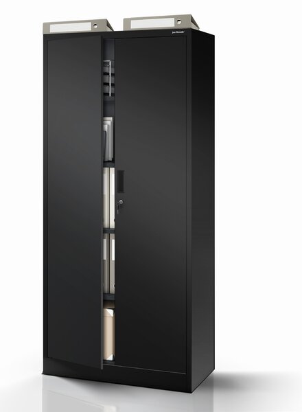 Kovová kancelárska skriňa so 4 policami, čierna, 1750x800x400 mm: JAN Compact