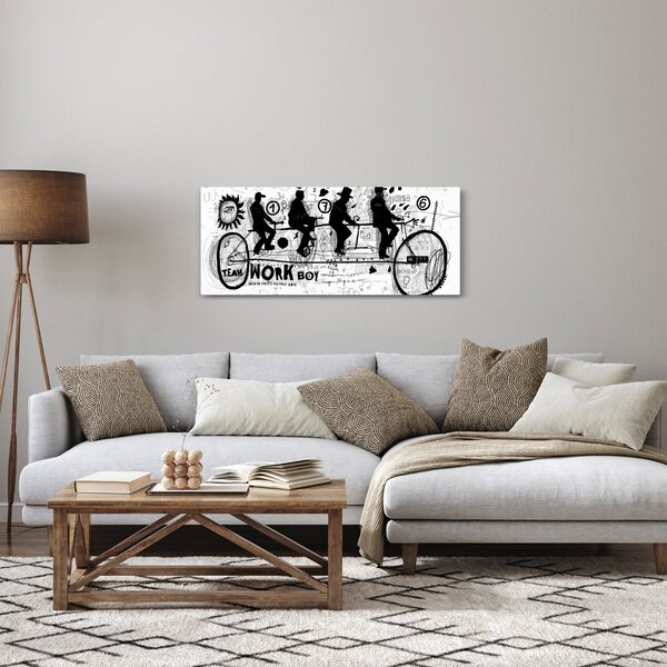 Obraz - Tímová práca, jazda na bicykli (120x50 cm)