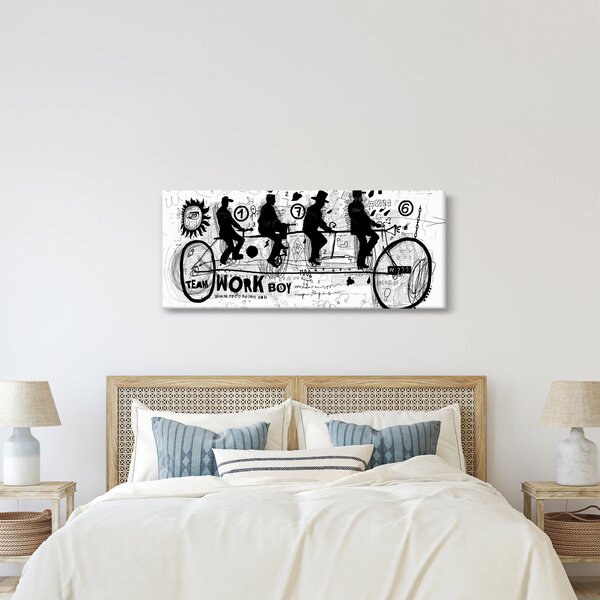 Obraz - Tímová práca, jazda na bicykli (120x50 cm)