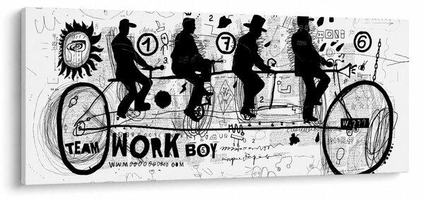 Obraz - Tímová práca, jazda na bicykli (120x50 cm)