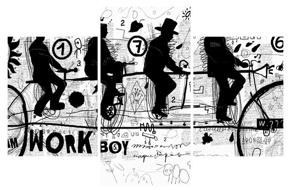 Obraz - Tímová práca, jazda na bicykli (90x60 cm)