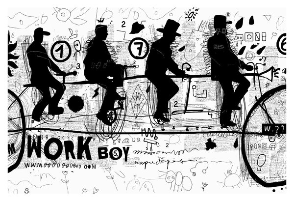 Obraz - Tímová práca, jazda na bicykli (90x60 cm)