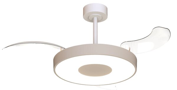 Inteligentný stropný ventilátor LED Coin béžovo-biely, DC, tichý – Mantra Mantra Iluminación, Coin, stmievateľné, Béžová, Obývacia izba, Kov, Moderný