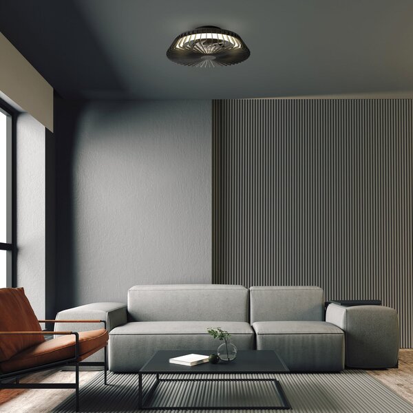LED stropný ventilátor Himalaya Mini čierny DC, tichý – Mantra Mantra Iluminación, Himalaya Mini, stmievateľné, Čierna, Obývacia izba, Plast, Moderný